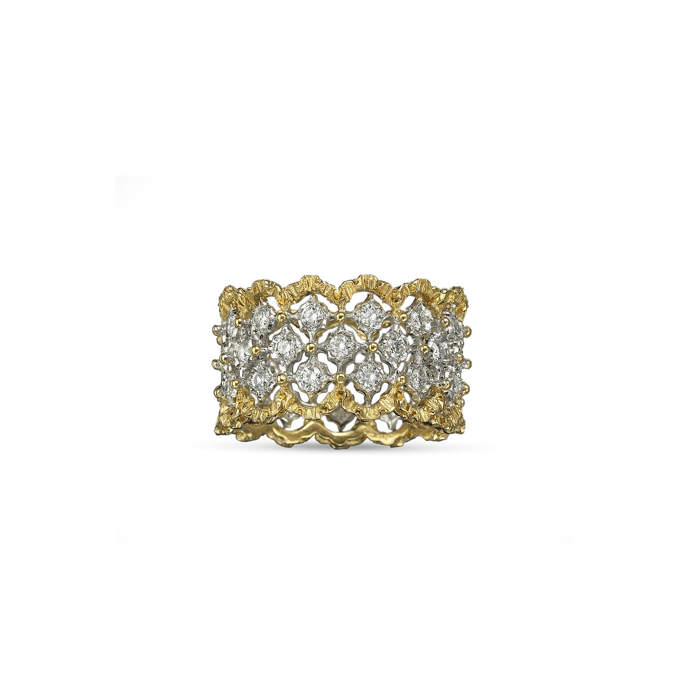 BUCCELLATI ROMBI WHITE AND YELLOW GOLD ETERNELLE RING JAUETE005788
